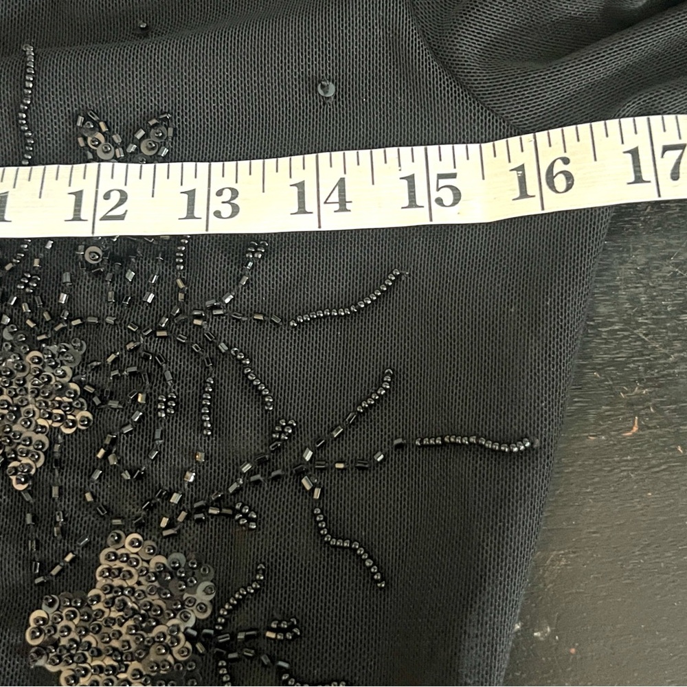 VTG Caché,Sheer Beaded Mesh Blouse 90s Y2K Evening Goth Glam Stretch Top Size L - Picture 10 of 14